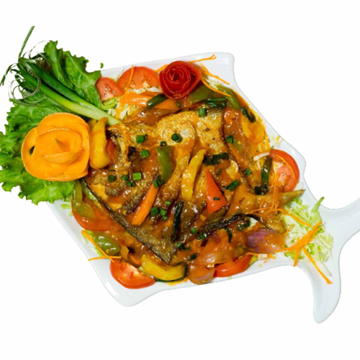 CHAR GRILLED WHOLE POMFRET [S, V] NEW